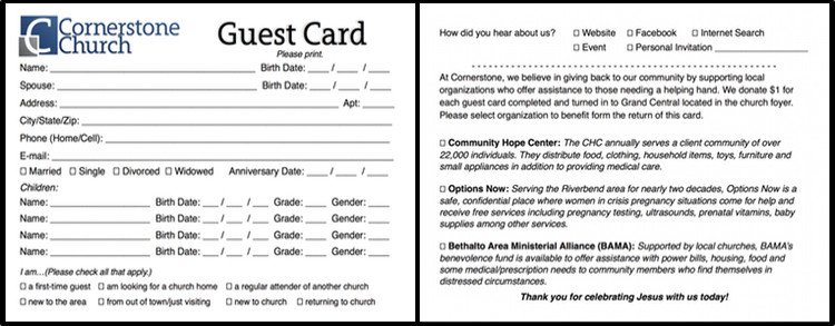Church Visitor Card Template Word