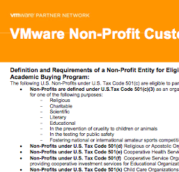 VMWare Non-Profit Eligibility Requirements Doc