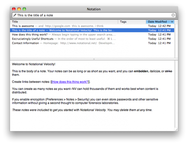 notational velocity