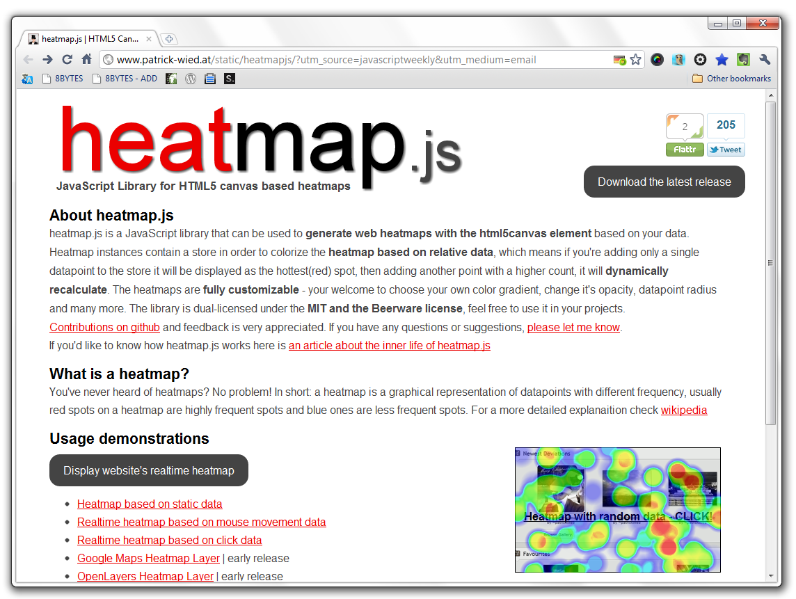 JavaScript Library for HTML5 Canvas Based Heatmaps