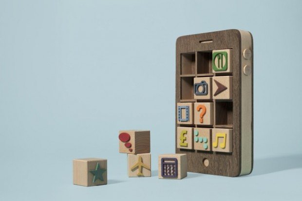 wooden iphone baby toy