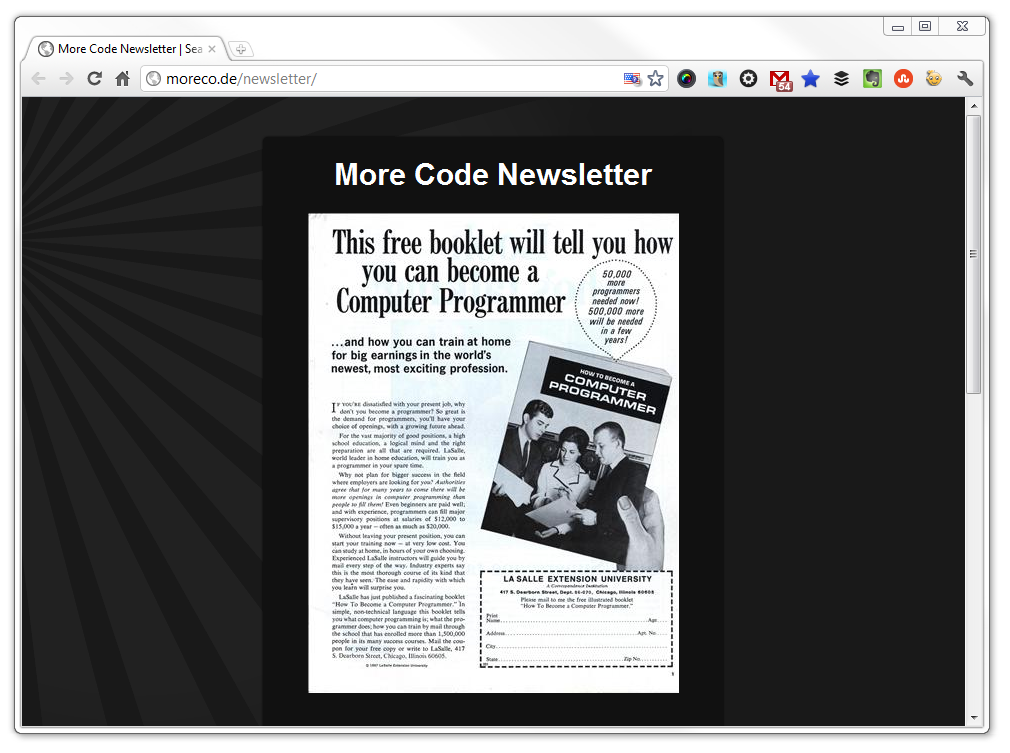 Sign Up for the More Code Newsletter