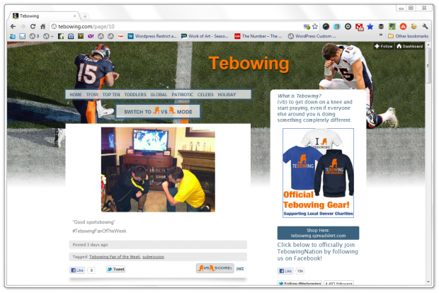 tim tebow tebowing website