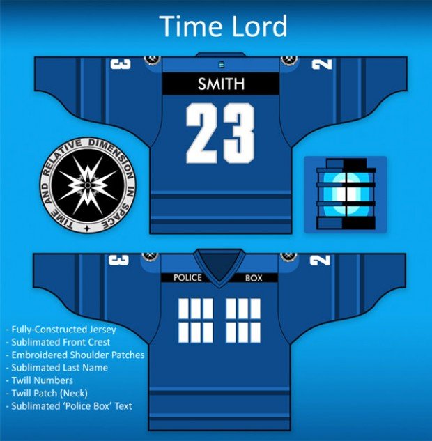 time lord doctor who tardis hockey jersey