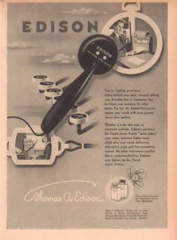 vintage computer ads 1940s thomas edison incorporation good time voicewriter