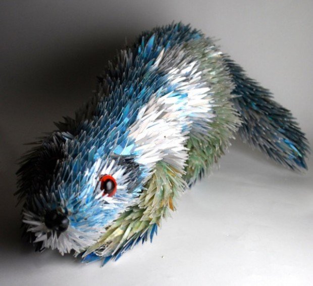 Animal Sculptures Made from Shattered CDs