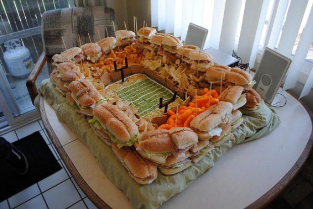 super bowl food football stadium decorations