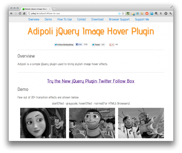 jquery image hover plugin