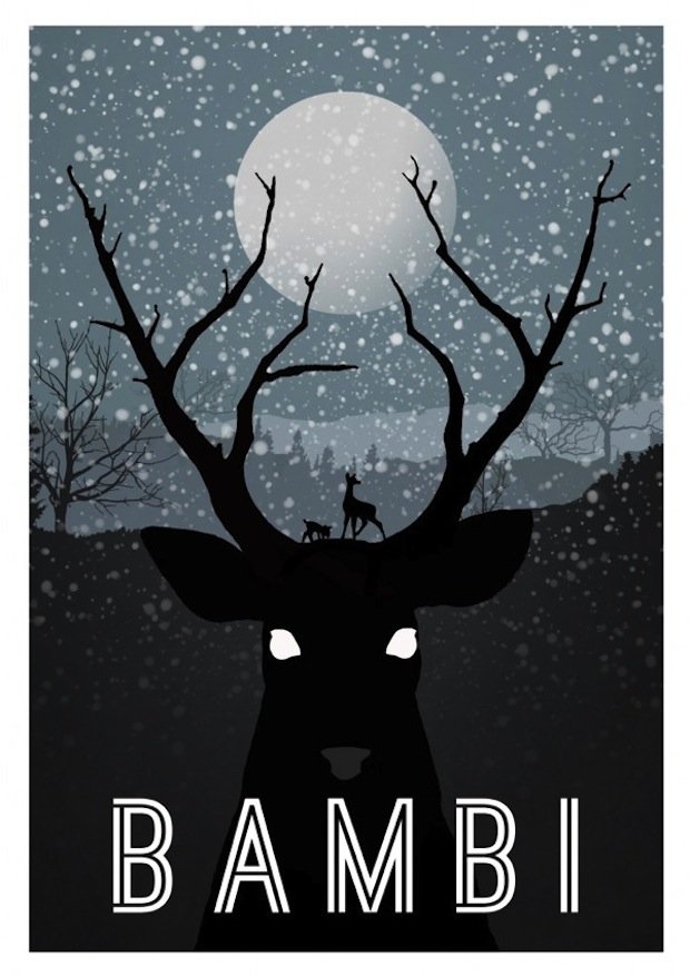minimal disney movie poster bambi