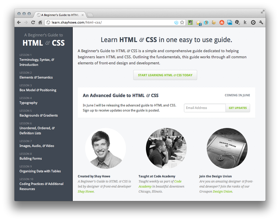 Free Guide to HTML & CSS [Taught at Code Academy]