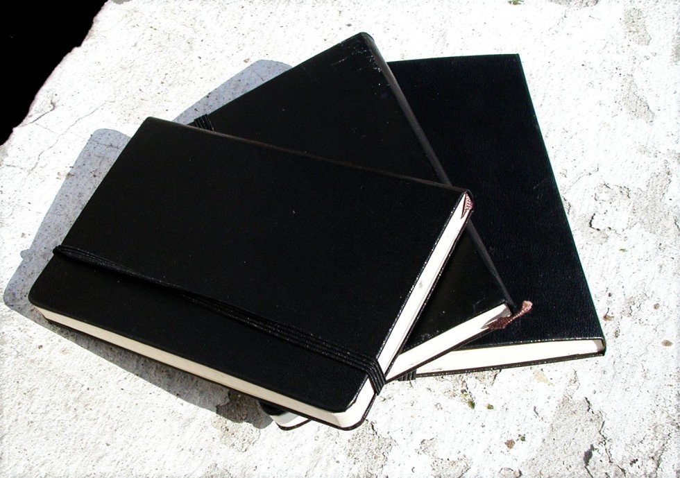 Notebooks, stone, B & W,