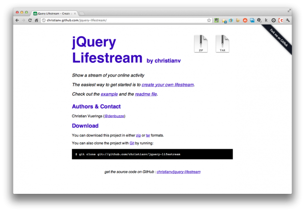 jquery lifestream social feed plugin