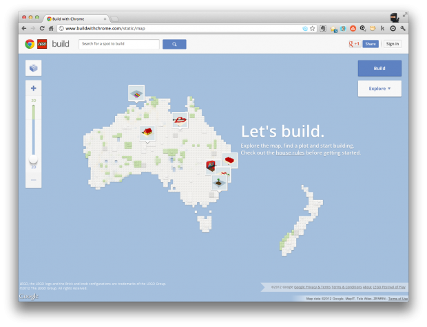 Virtual LEGO Blocks: Build with Chrome, Set on Google Maps