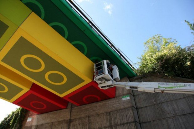 Street Artist ‘Megx’ Creates Giant Lego Bridge in Germany