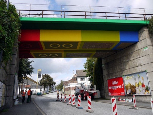Street Artist ‘Megx’ Creates Giant Lego Bridge in Germany