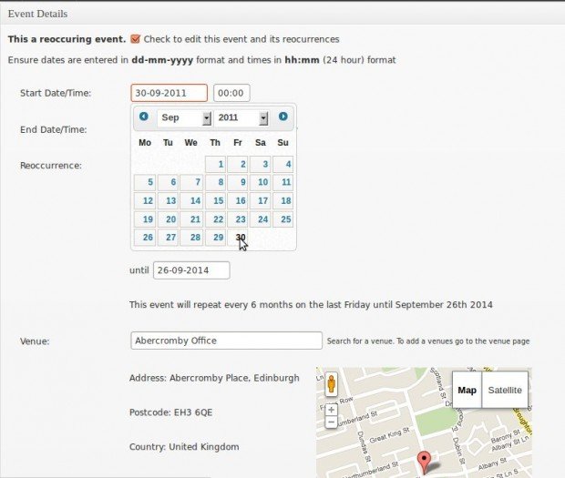 Event Organiser organizer calendar wordpress plugin