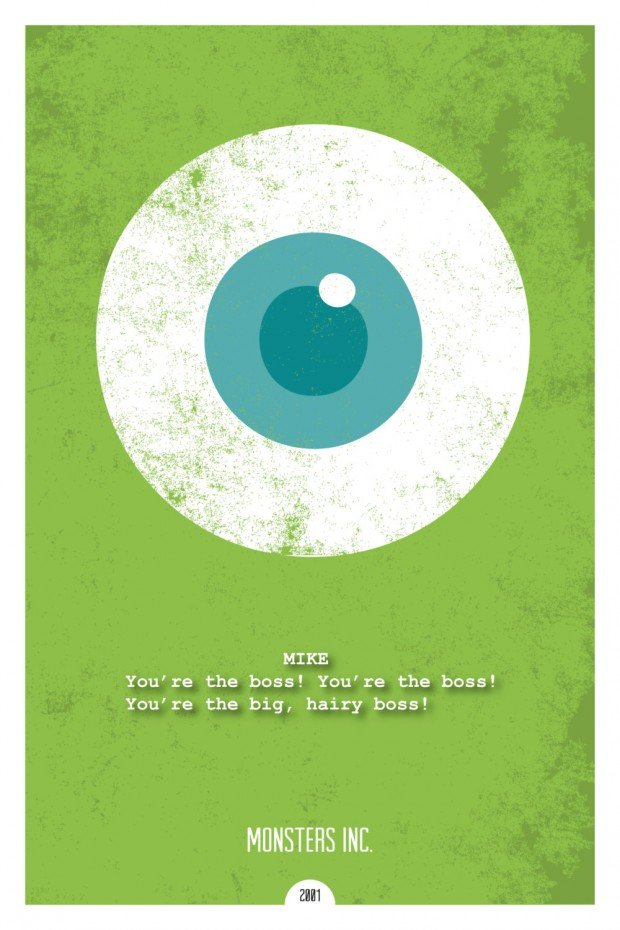 pixar monsters inc movie poster design minimal