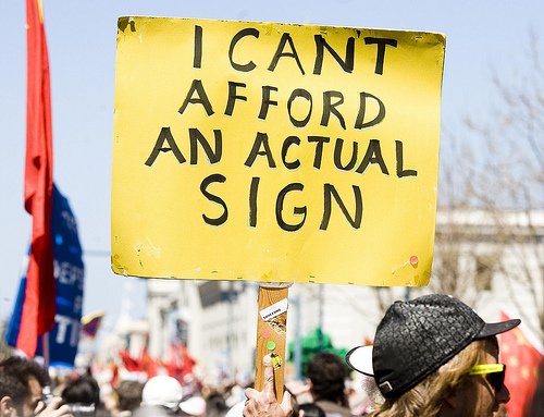 protest sign can't affort