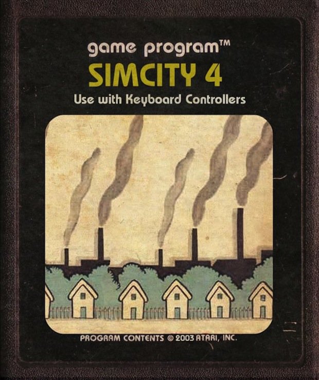 Modern-video-games-as-Atari-Cartridges Sim City 4