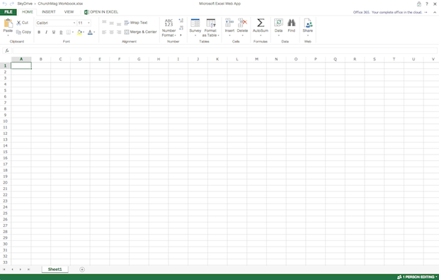 SkyDrive Excel