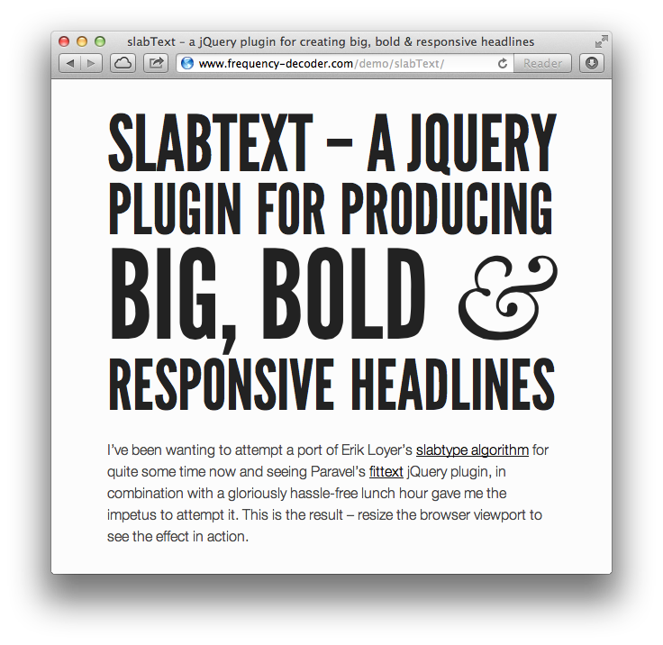 slabText – A jQuery Plugin for Awesome Responsive Headlines