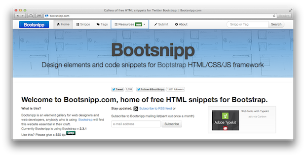 twitter bootstrap snippets