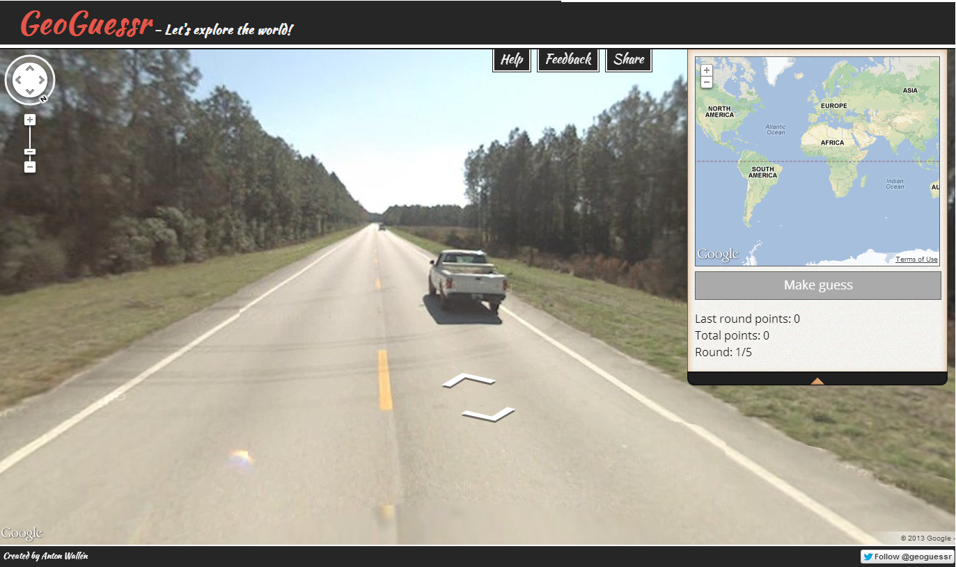 Drive around the world with a Google Maps Driving Game