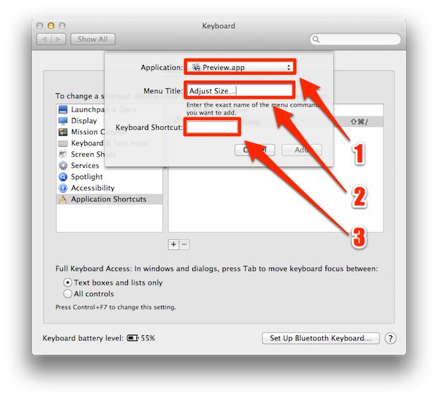Custom Shortcut OS X