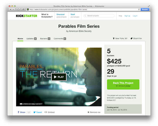 Parables Film Series Kickstarter