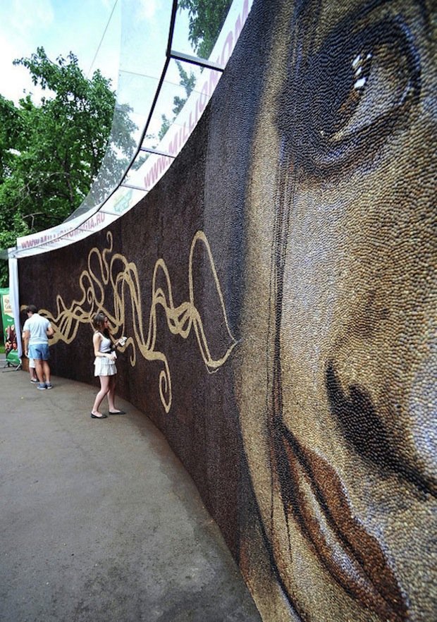 Mural Created with One Million Coffee Beans 4