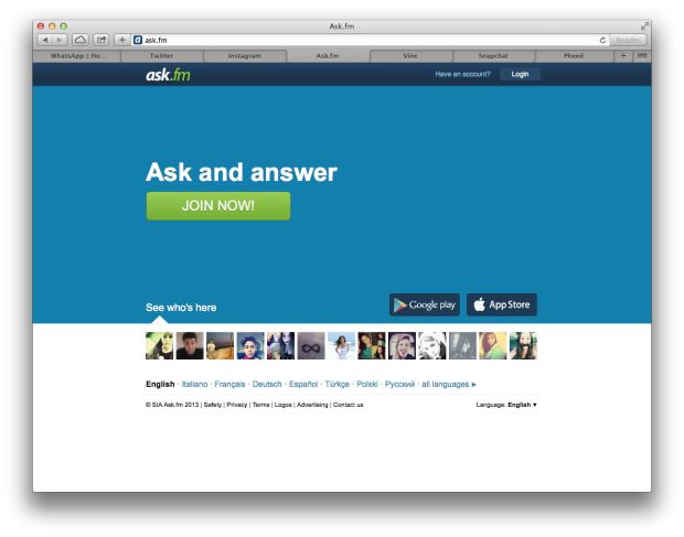 Ask-fm Website Screenshot