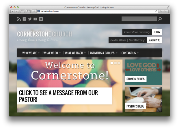 Cornerstone Church website Screeny