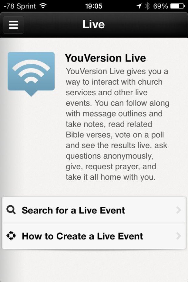 Search from Phone YouVersion Live Events