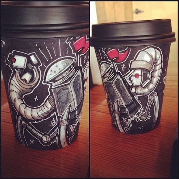 Miguel Cardona's Paper Coffee Cup Art for Charity - ChurchMag