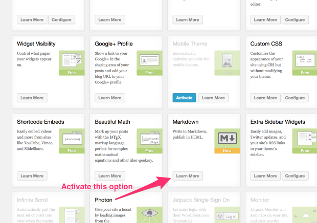How to activate Markdown in Jetpack 2.8 