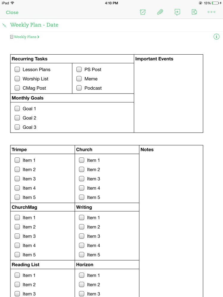 evernote to do list dates