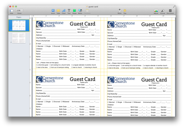 Church Publications #3: Free Guest Card Template