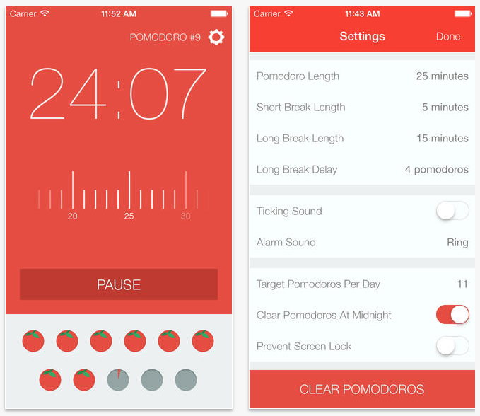 pomodoro time tracker app