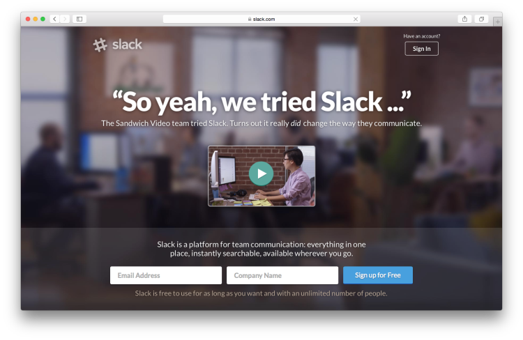 Slack Website Screenshot