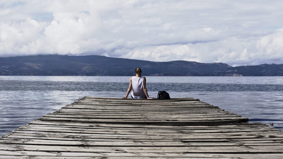 girl at lake